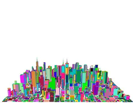 3D model of city. Vector colorful illustration. 스톡 일러스트