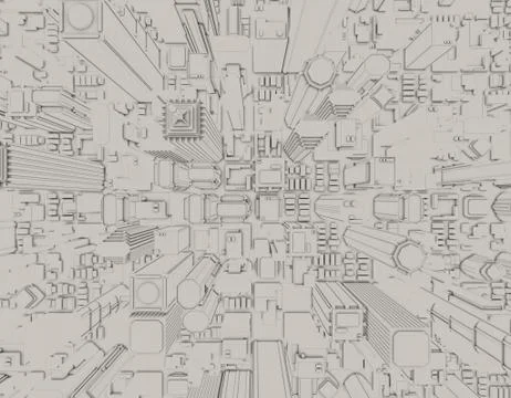 3D model of city.3D rendering illustration. 스톡 일러스트