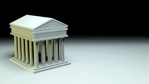 3D model of a classical Greek-Roman style temple against a neutral background Stock Illustration