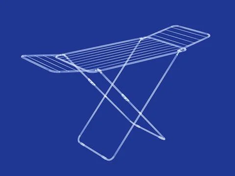 3D model of clothes drying rack Stock Illustration