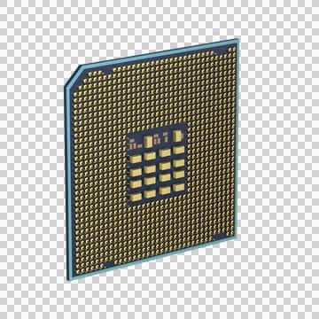 3D model of computer processor with visible wire-frame 스톡 일러스트