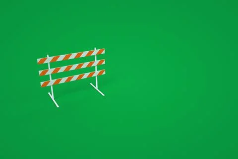 3D model of a construction barrier. Warning building barrier. Green background Ilustración de archivo