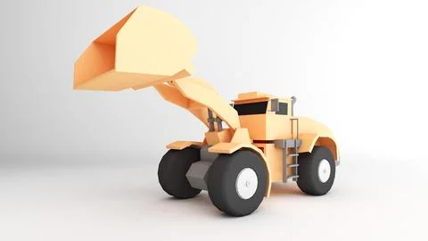 3D model of a construction excavator on a white background. 3d rendering Stock Photos