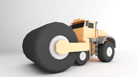 A 3D model of a construction roller on a white background. 3d rendering Stock Photos