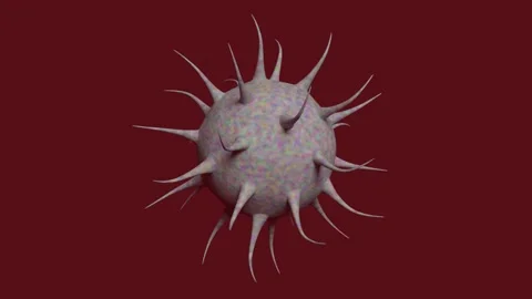 3D model of the coronavirus. Flying coronaviruses on a solid red background. Stock Footage 152930145
