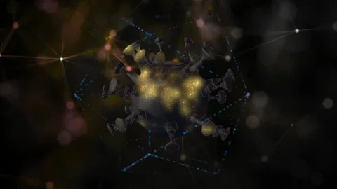 3d model of coronavirus humanity is facing, a micro shot on a virus locked Video stock 132841363