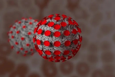 3D Model of Coronavirus Inside Human Body. Stock Illustration