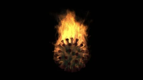 3d model of a coronavirus molecule is burning 스톡 동영상 128102611