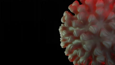 3D model of the coronavirus rotates on a black background. pandemic concept. 3d  Stock Footage 151884791