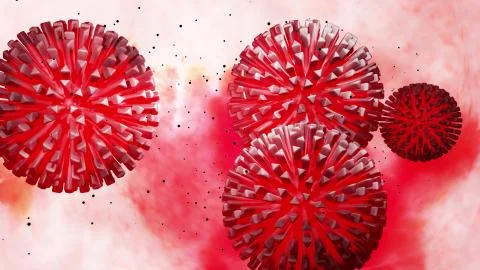 3d model of coronovirus like covid-19 on mucous membrane. Microbiological Stock Illustration