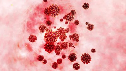 3d model of coronovirus like covid-19 on mucous membrane. Microbiological Stock Illustration