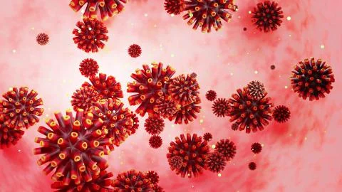 3d model of coronovirus like covid-19 on mucous membrane. Microbiological Stock Illustration
