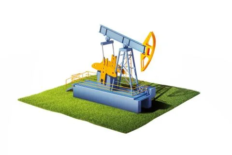 3d model of cross section of ground with grass and oil pump jack isolated on  Stock Illustration