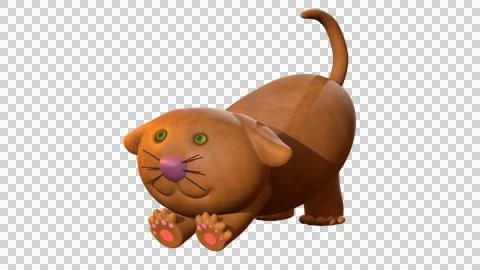 3D Model of cute brown cat Illustrazione stock