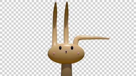 3D Model of cute bunny fork Illustrazione stock