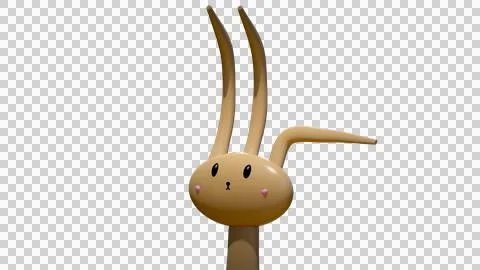 3D Model of cute bunny fork Illustrazione stock