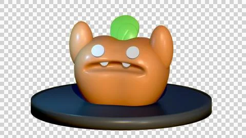 3D Model of Cute Orange Character Stock Illustration