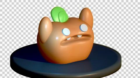 3D Model of Cute Orange Character Stock Illustration