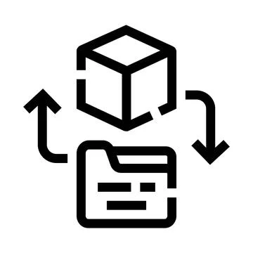 3d model data conversion workflow process icon 스톡 일러스트