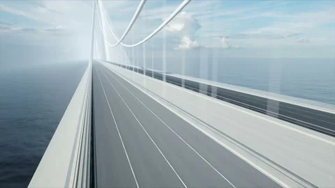 3d model of delivery car on the bridge. Very fast driving. 4k animation. Stockbeeldmateriaal 108488853