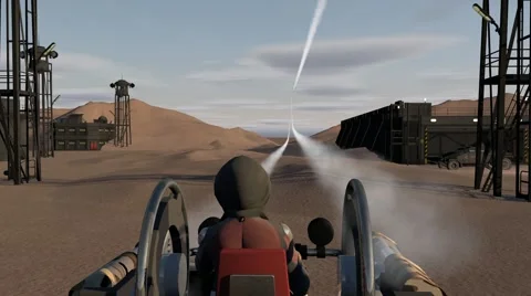 3D Model Of Desert Storm Rocket Launcher And Fighter Jet Stock Footage 51927997