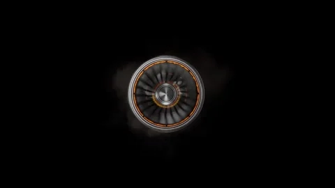 3D Model Detailed Of Generated Engineering Turbine. Aircraft Engine Animation Stock Footage 291875714