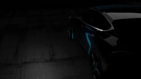 3D Model Detailed Silhouette of Autonomous Car Driving. Stock Footage 136651679