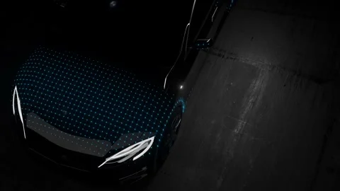 3D Model Detailed Silhouette of Autonomous Car Driving. Stock Footage 136651855