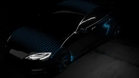 3D Model Detailed Silhouette of Autonomous Car Driving. Stock Footage 136651997