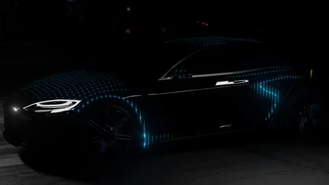 3D Model Detailed Silhouette of Autonomous Car Driving. Stock Footage 136652267