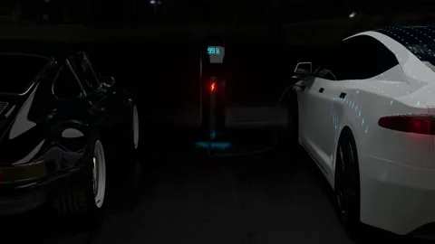 3D Model Detailed Silhouette of Autonomous Electric Car Charging Stock Footage 139847728