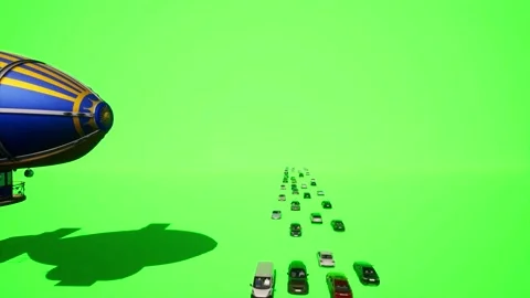 3D Model Dirigible Flying, On a Green Screen, Chroma Key, 4K (2) Stock Footage 222106296