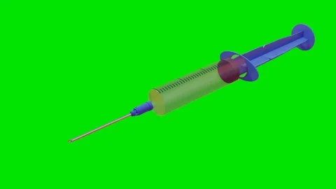 3D model of a disposable syringe with a retractable and extendable piston on a g Stock Footage 311359376