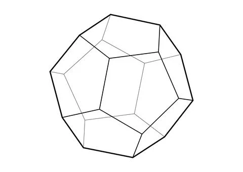 3D model of dodecahedron shape, vector illustration platonic solid isolated Stock Illustration