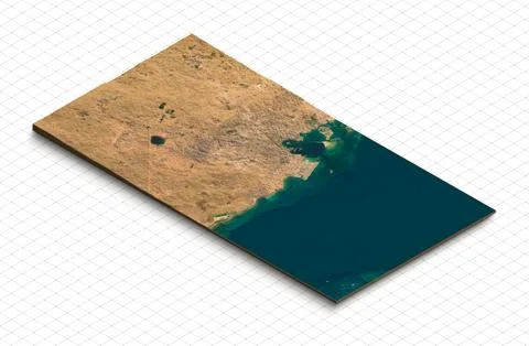 3d model of Doha, Qatar. Isometric map virtual terrain 3d for infographic. .. Stock Illustration