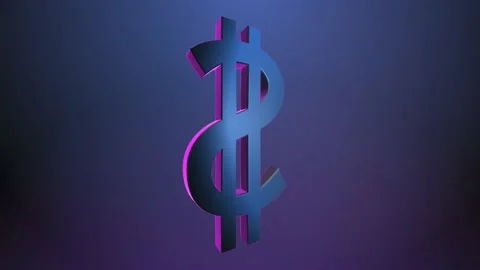 3d model of the dollar sign rotates on a dark background Video stock 195006074