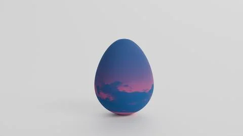 3D model of Easter egg from the texture of sunset in the sky on a white bac.. 스톡 일러스트