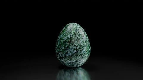 3D model of Easter egg from the texture of woven wild grapes on a black backg Stock Photos