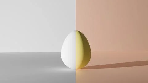 3D model of Easter egg without color and texture on one side and with color.. Stock Photos