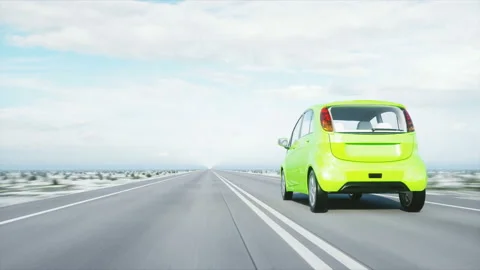 3d model of electric green car with 3d model of man. Render. Ecology concept Video stock 89145925