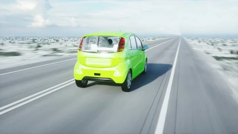 3d model of electric green car with 3d model of man. Render. Ecology concept Vidéo 89147477