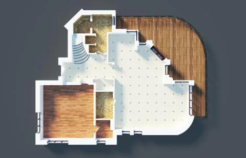 3d model of empty home apartment, floor plan Stock Illustration