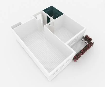 3d model of empty home apartment, floor plan Stock Illustration