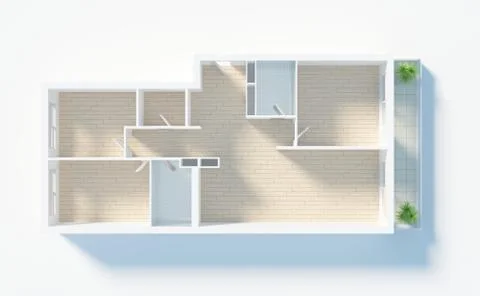 3d model of empty home apartment Stock Illustration