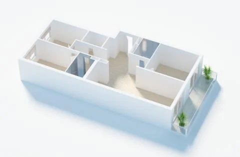 3d model of empty home apartment Stock Illustration