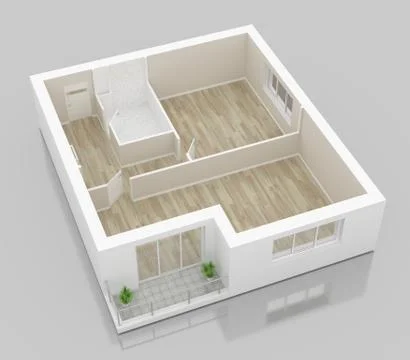 3d model of empty home apartment Stock Illustration