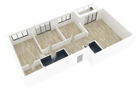 3d model of empty home apartment Stock Illustration