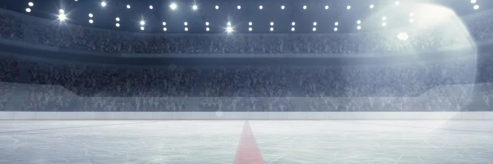 3D model of empty ice rink stadium arena for sportive competition, championship Stock Photos