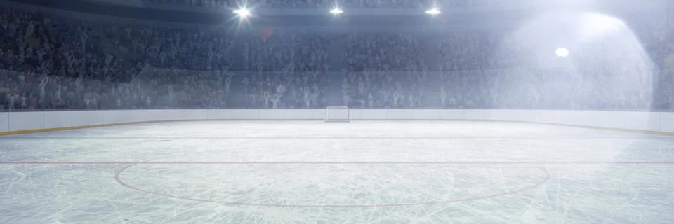 3D model of empty ice rink stadium arena for sportive competition, championship Stock Photos