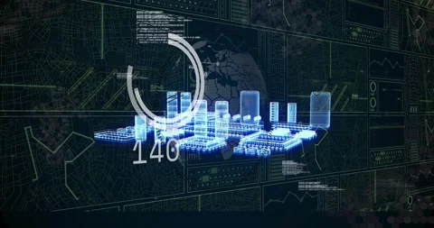 3D model extruding modules with meter rotating and numbers updating initiating 스톡 동영상 332295909